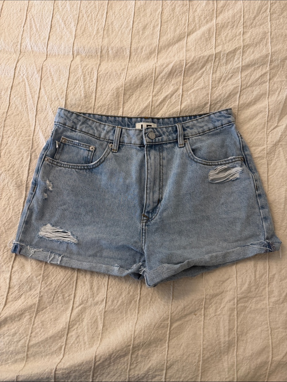 Lovers + Friends Light Blue Distressed Denim Cutoff Shorts